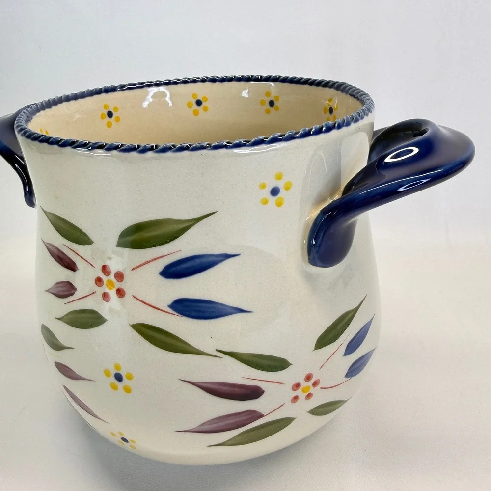 Temp-tations Old World Utensil Crock Floral Ceramic Blue PPP-LD-304525